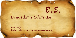 Bredián Sándor névjegykártya